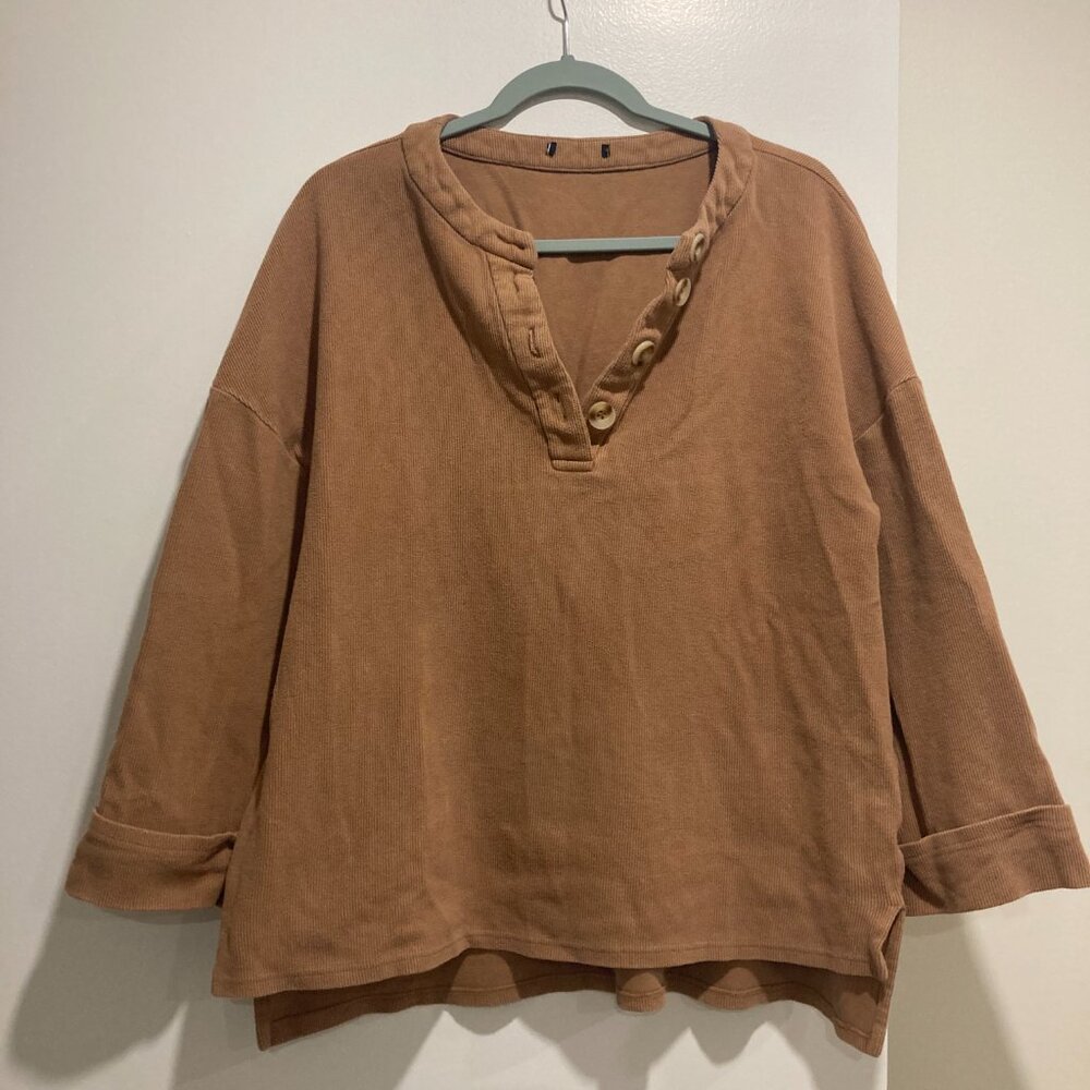 100% Cotton Honey Brown Henley shirt